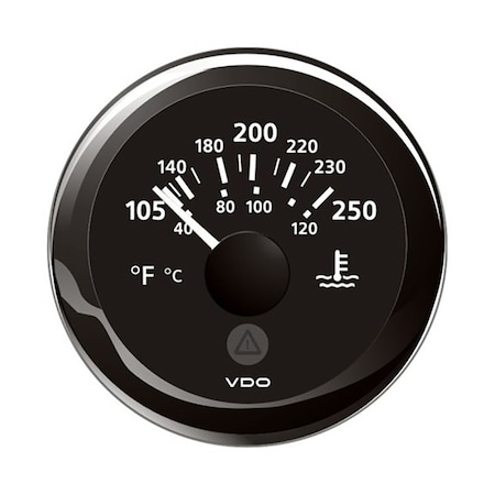 Veratron 2-1/16" ViewLine Temperature Gauge 100-250 degF-8-32V-Black Dial-Bezel A2C59514176